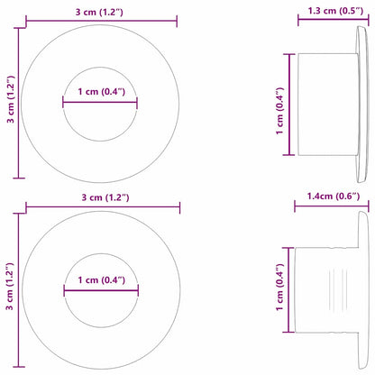 Foosball Table Stoppers 10 pcs Black 3 x 3 x 1.4 cm HIPS