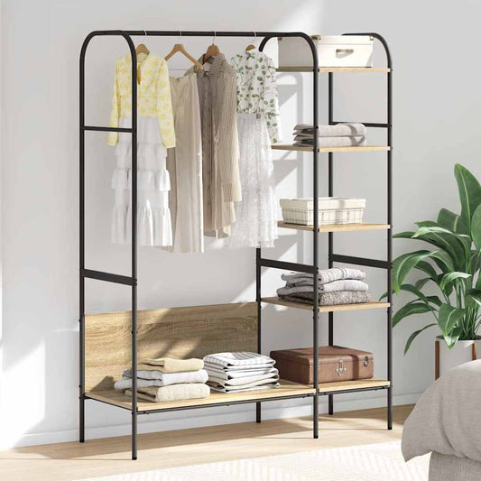 Clothes Rack Brown Oak 120 x 44 x 160 cm Engineered Wood