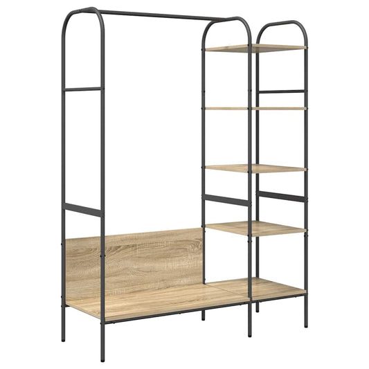 Clothes Rack Brown Oak 120 x 44 x 160 cm Engineered Wood