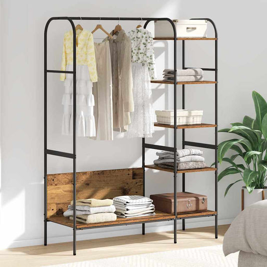 Clothes Rack Brown Oak 120 x 44 x 160 cm Engineered Wood