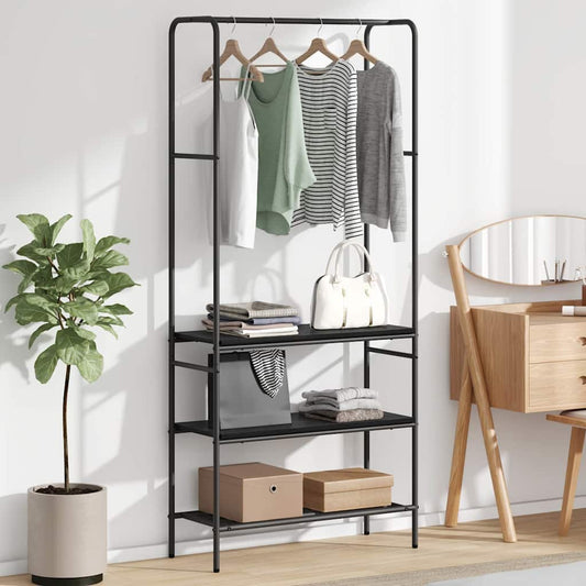 Clothes Rack with Shelves Black oak 77 x 30 x 171 cm