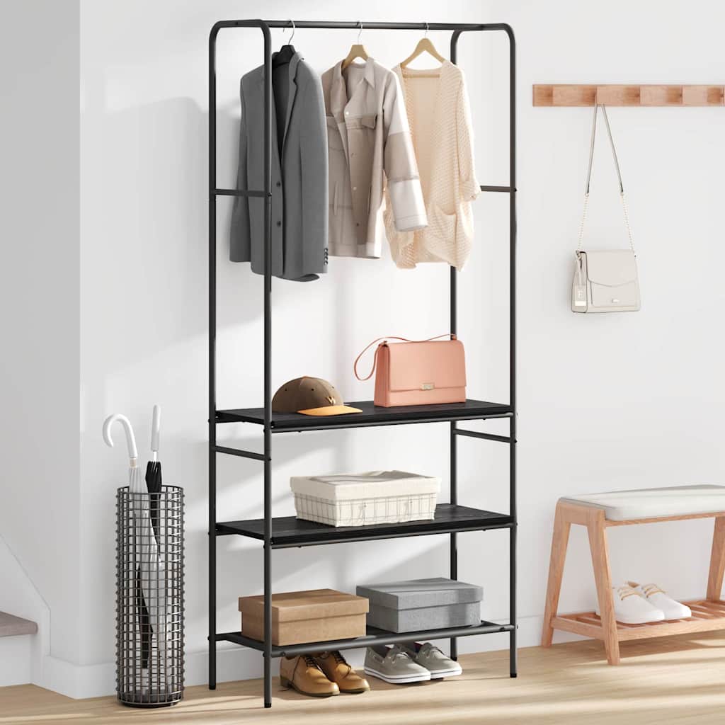 Clothes Rack with Shelves Black oak 77 x 30 x 171 cm