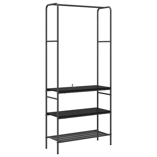 Clothes Rack with Shelves Black oak 77 x 30 x 171 cm