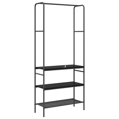Clothes Rack with Shelves Black oak 77 x 30 x 171 cm