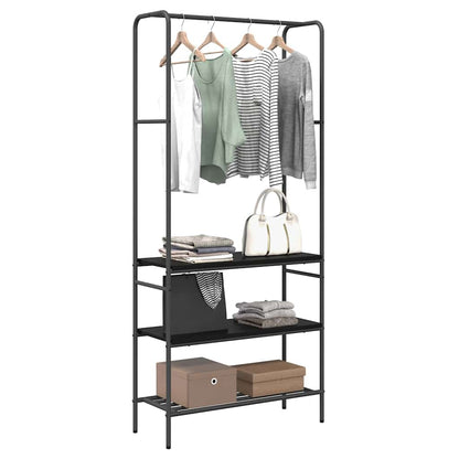 Clothes Rack with Shelves Black oak 77 x 30 x 171 cm