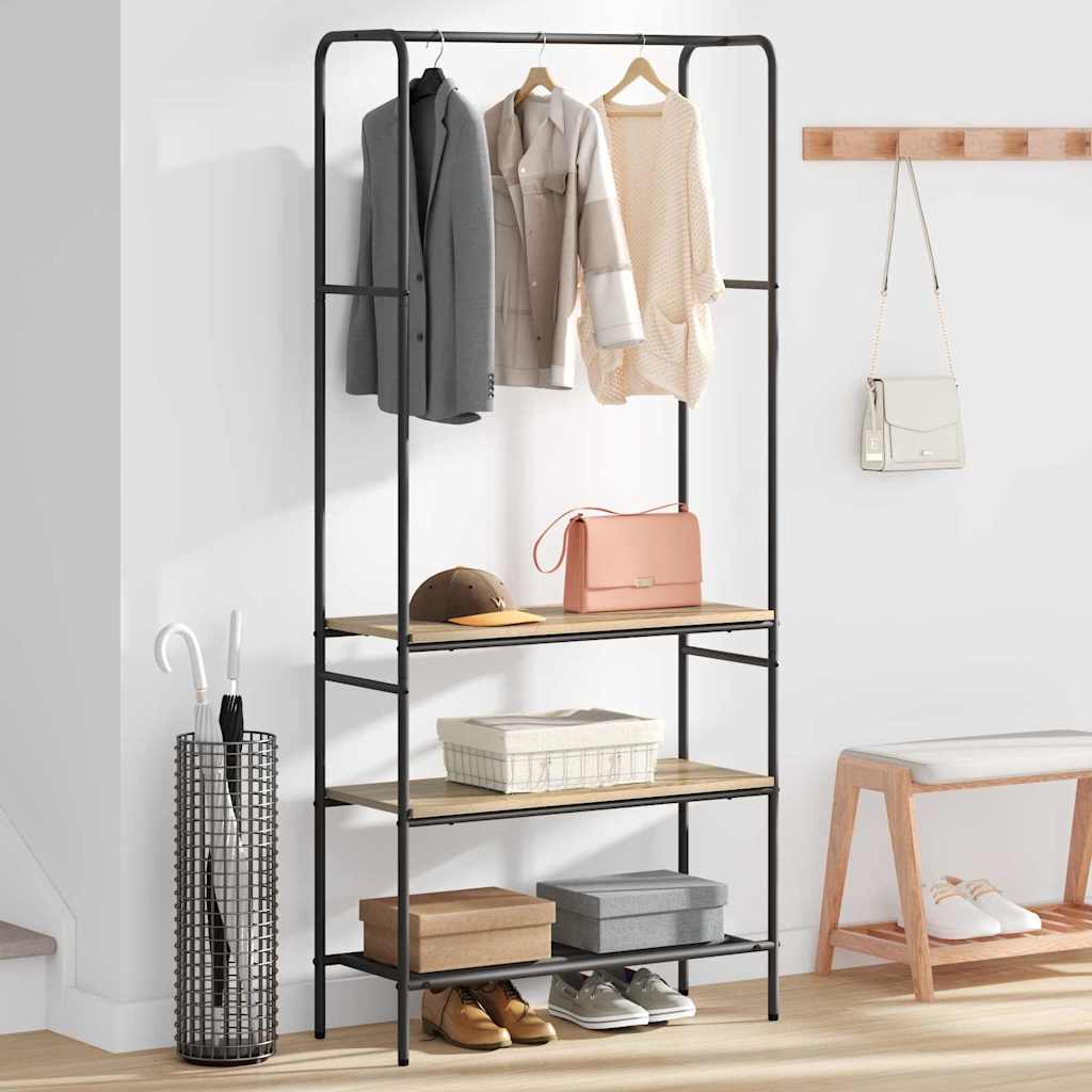 Clothes Rack with Shelves Sonoma oak 77 x 30 x 171 cm