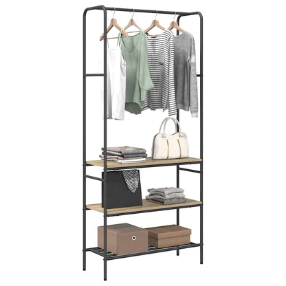 Clothes Rack with Shelves Sonoma oak 77 x 30 x 171 cm