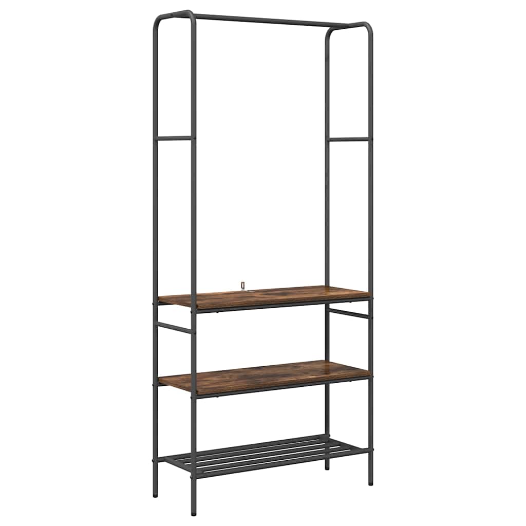 Clothes Rack with Shelves Smoked oak 77 x 30 x 171 cm