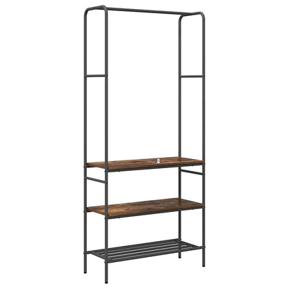 Clothes Rack with Shelves Smoked oak 77 x 30 x 171 cm