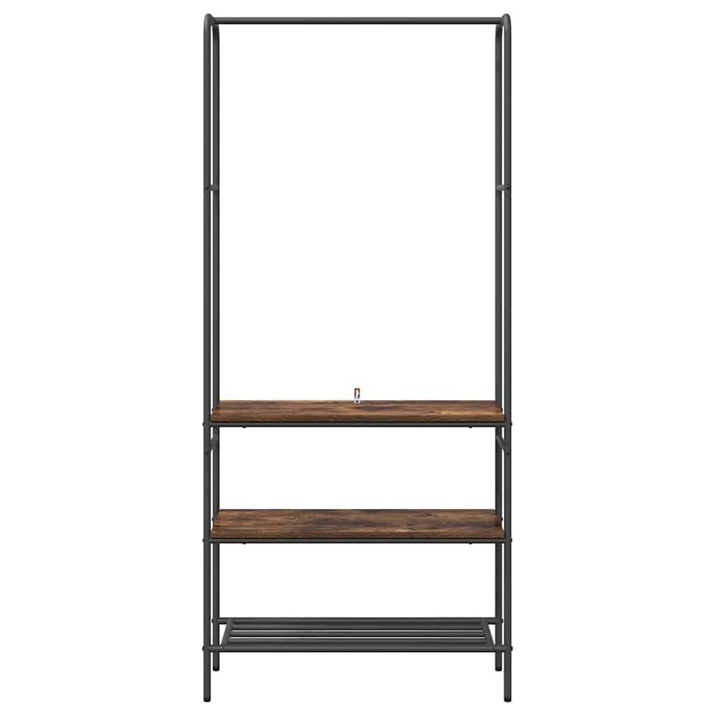 Clothes Rack with Shelves Smoked oak 77 x 30 x 171 cm