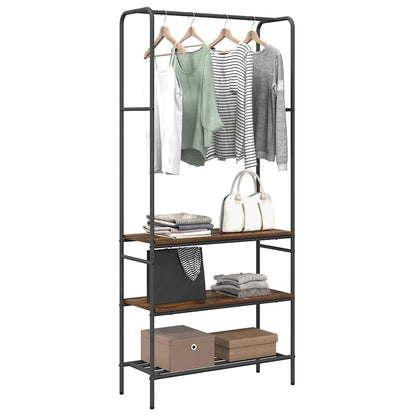 Clothes Rack with Shelves Smoked oak 77 x 30 x 171 cm