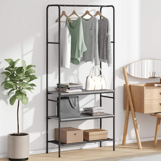 Clothes Rack with Shelves Grey sonoma 77 x 30 x 171 cm