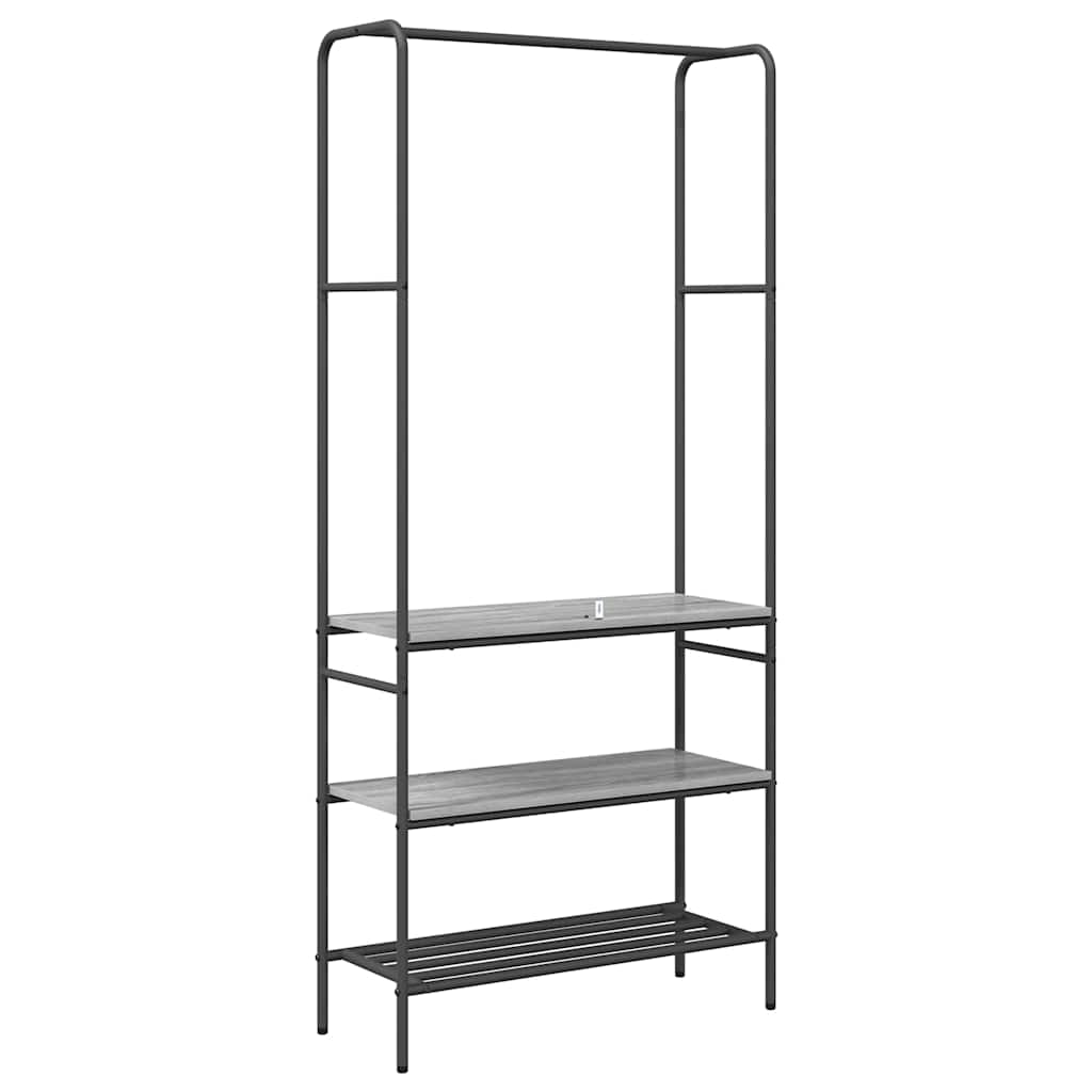 Clothes Rack with Shelves Grey sonoma 77 x 30 x 171 cm
