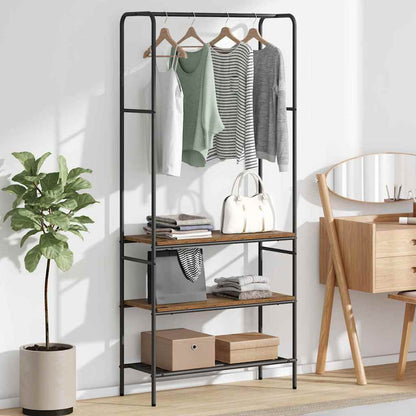 Clothes Rack with Shelves Old wood 77 x 30 x 171 cm