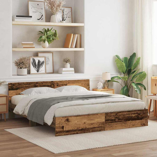 Bed Frame with Headboard Old Wood 203 x 185 x 70 cm