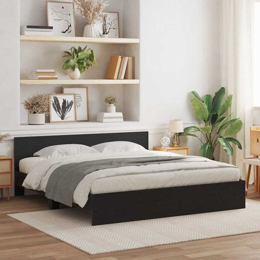 Bed Frame with Headboard Black Oak 203 x 185 x 70 cm