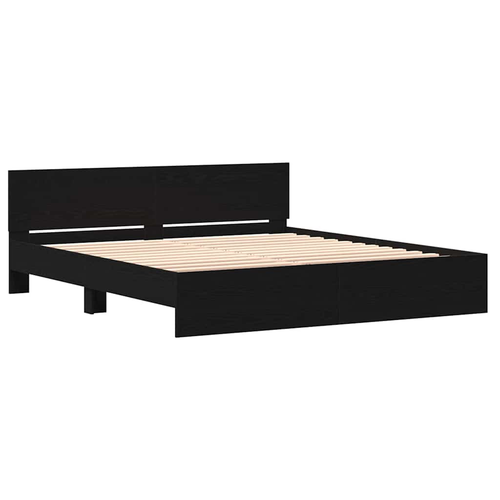 Bed Frame Black Oak 203 x 185 x 70 cm Engineered Wood
