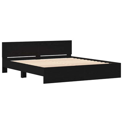 Bed Frame Black Oak 203 x 185 x 70 cm Engineered Wood