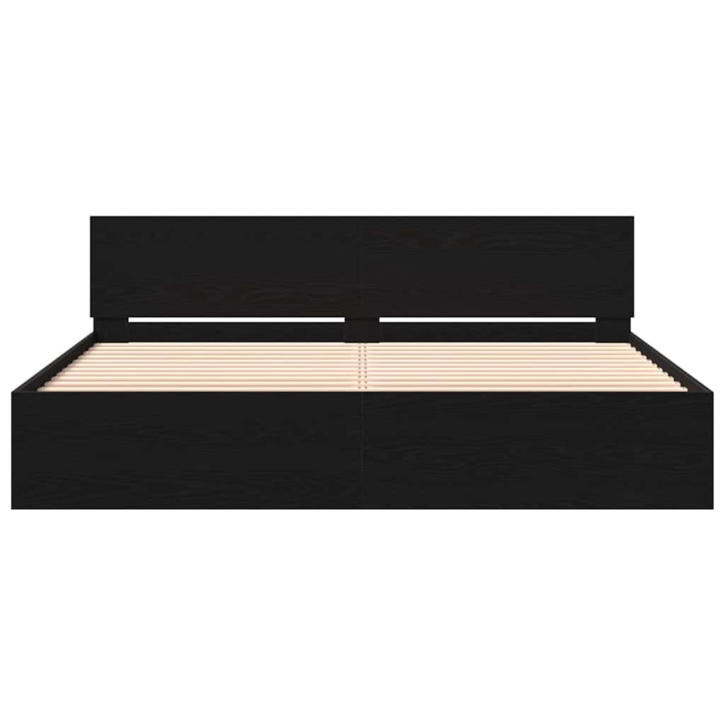 Bed Frame Black Oak 203 x 185 x 70 cm Engineered Wood