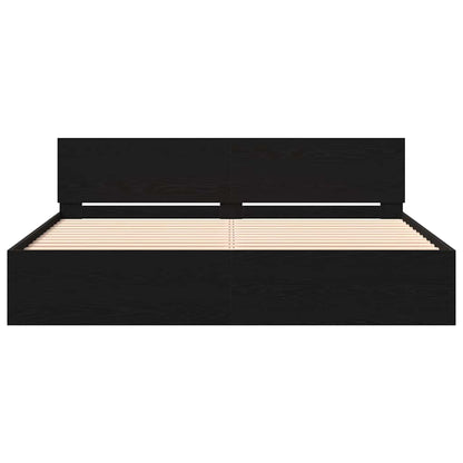Bed Frame Black Oak 203 x 185 x 70 cm Engineered Wood