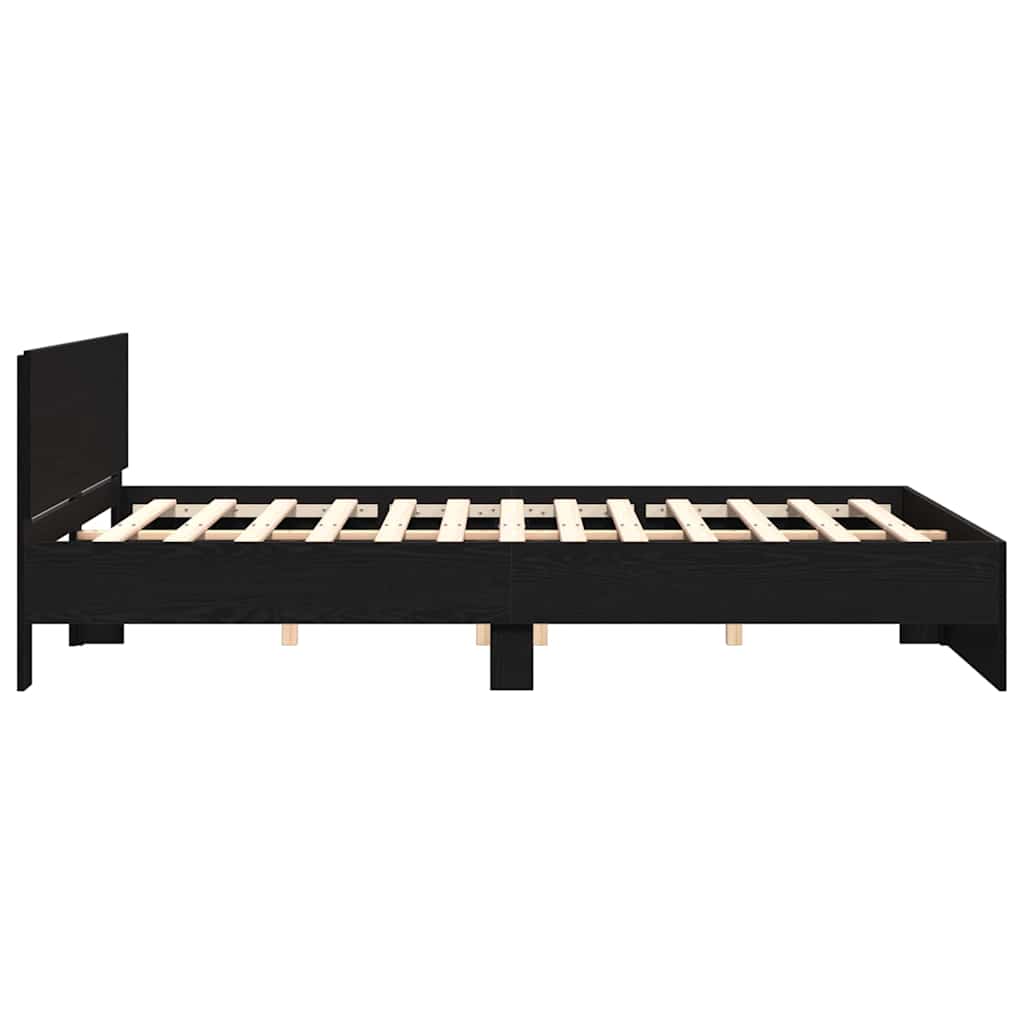 Bed Frame Black Oak 203 x 185 x 70 cm Engineered Wood