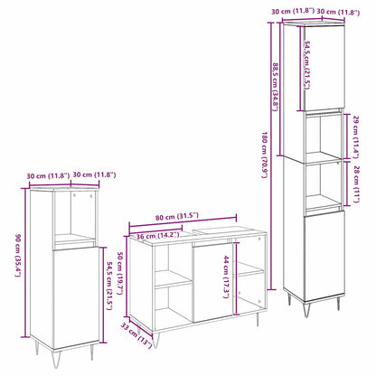 Bathroom Furniture Set 3 pcs Artisan Oak Engineered Wood