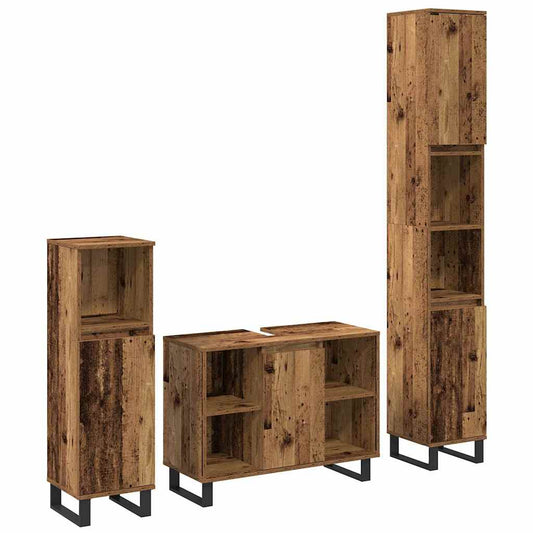 Bathroom Furniture Set 3 pcs Brown Engineered Wood