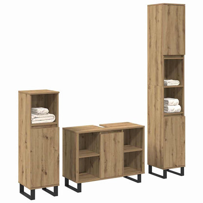 Bathroom Furniture Set 3 pcs Brown Engineered Wood