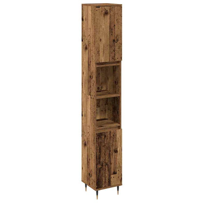 Bathroom Furniture Set with Door 3 pcs Old Wood Engineered Wood