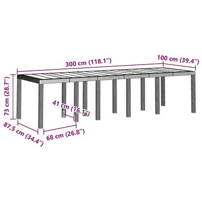 Garden Table White 300 x 100 x 73 cm Poly Rattan