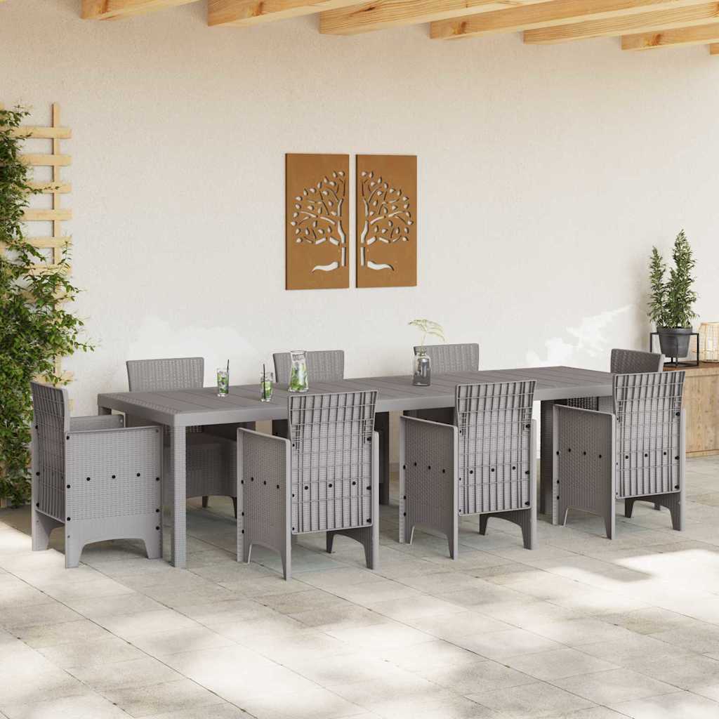 Garden Table Light Grey 300 x 100 x 73 cm Poly Rattan