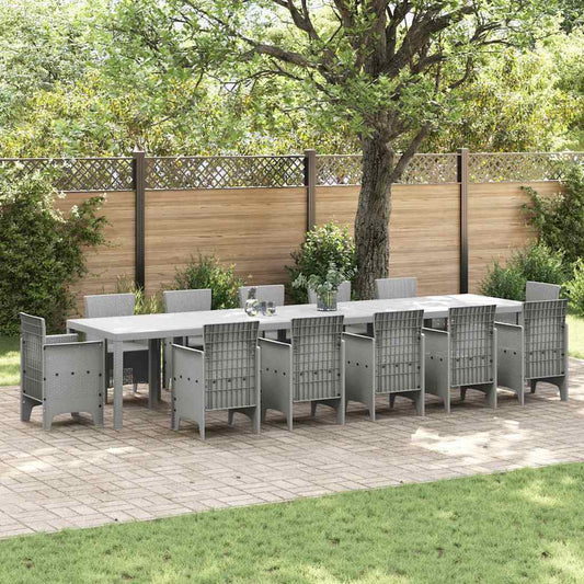 Garden Table Light Grey 400 x 100 x 73 cm Poly Rattan