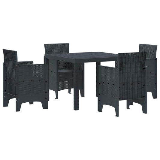 Garden Dining Set 5 pcs Anthracite Polypropylene