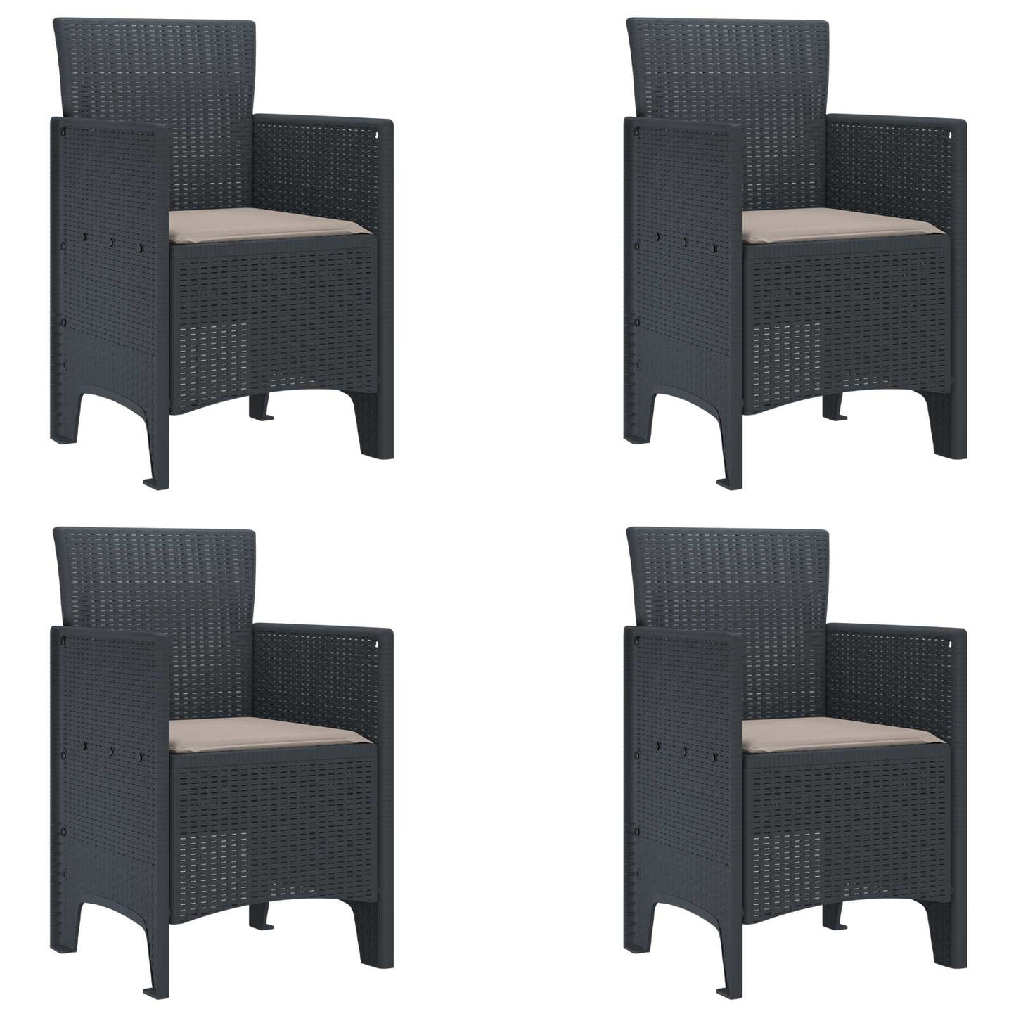 Garden Dining Set 5 pcs Anthracite Polypropylene