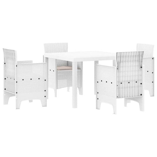 Garden Dining Set 5 pcs White Polypropylene
