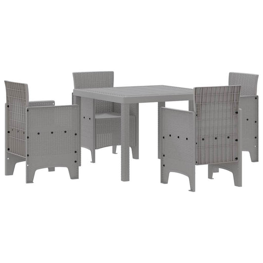 Garden Dining Set 5 pcs Light Grey Polypropylene