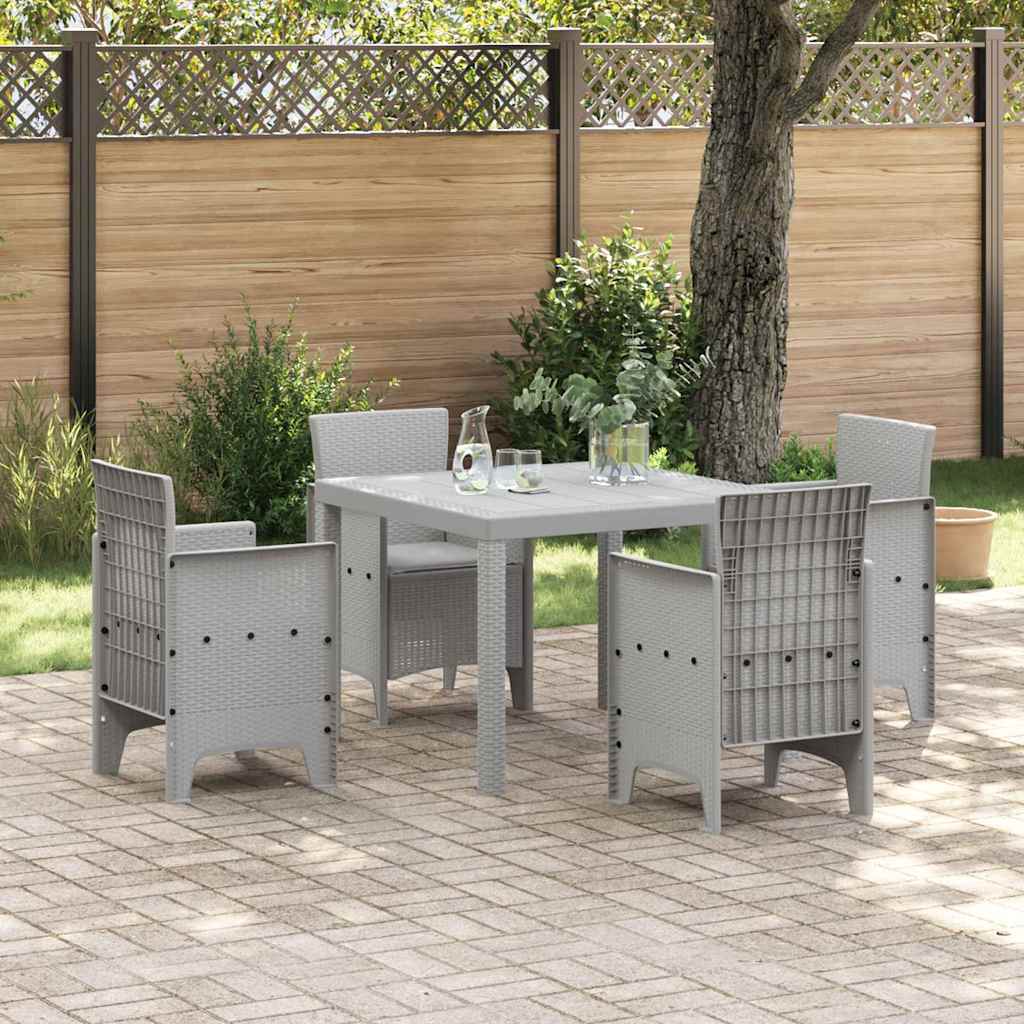 Garden Dining Set 5 pcs Light Grey Polypropylene