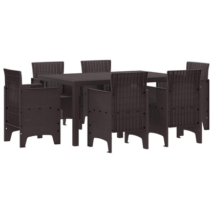 Garden Dining Set 7 pcs Brown Polt rattan
