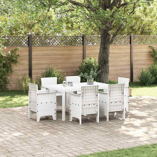 Garden Dining Set 7 pcs White Polt rattan