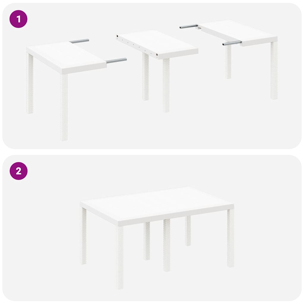 Garden Dining Set 7 pcs White Polt rattan