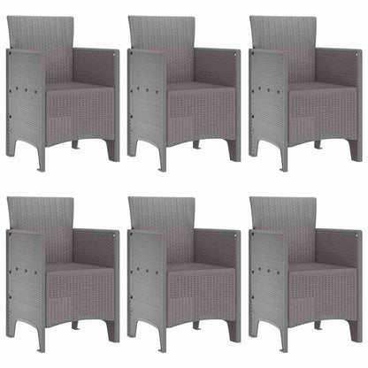 Garden Dining Set 7 pcs Light Grey Polt rattan