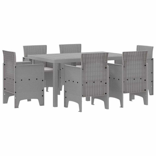 Garden Dining Set 7 pcs Light Grey Polt rattan