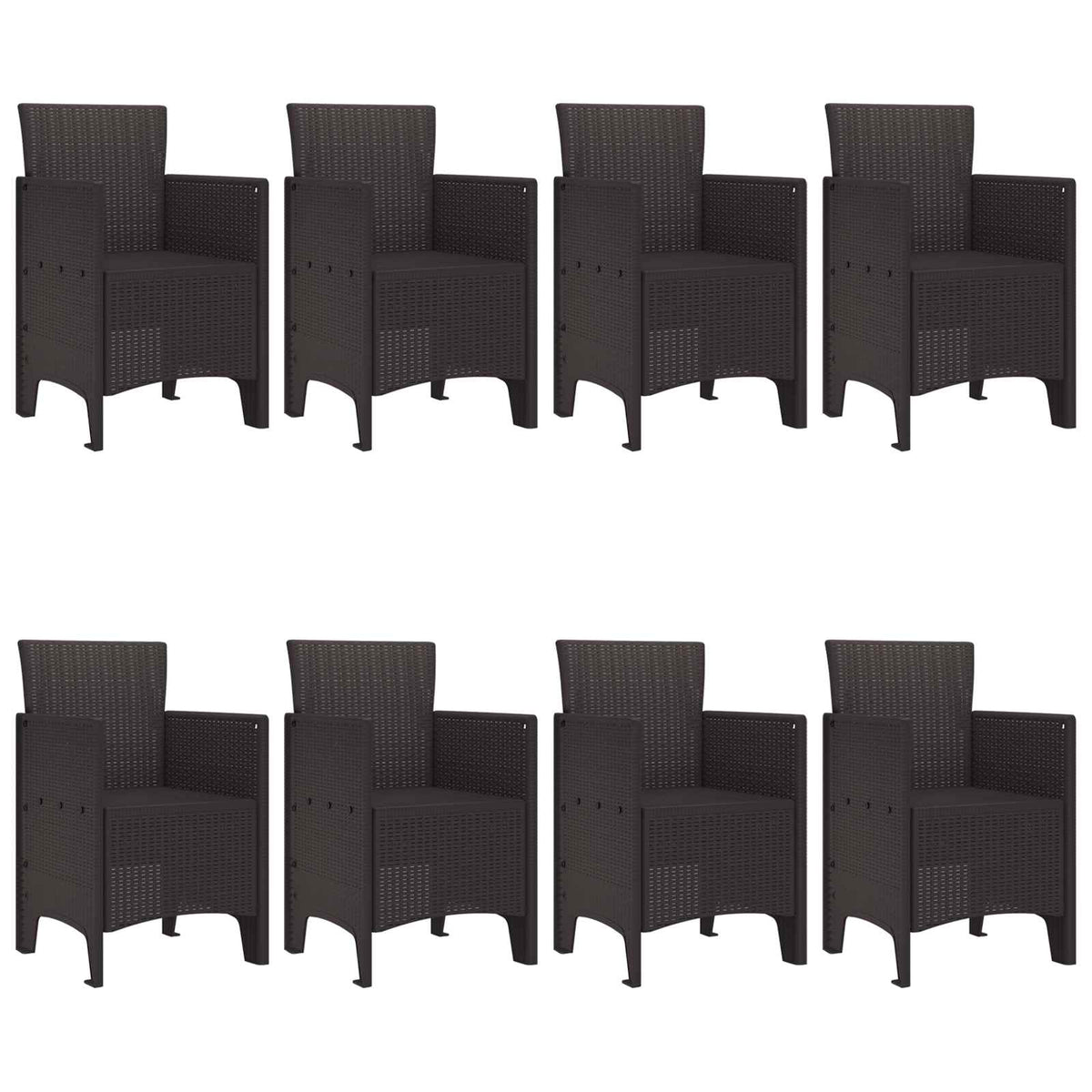 Garden Dining Set 9 pcs Brown Polypropylene