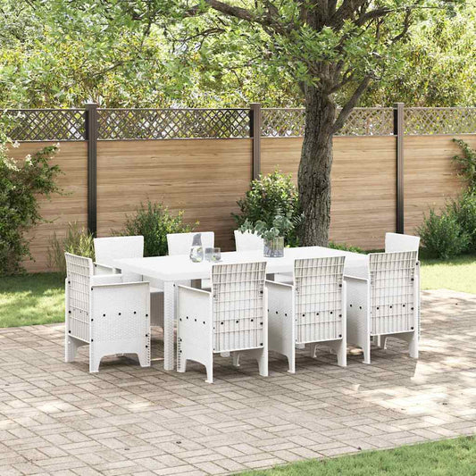 Garden Dining Set 9 pcs White Polypropylene