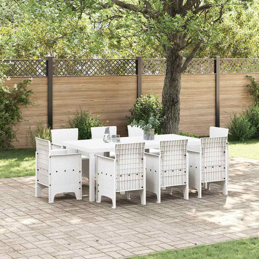 Garden Dining Set 9 pcs White Polypropylene