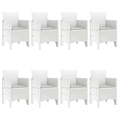 Garden Dining Set 9 pcs White Polypropylene