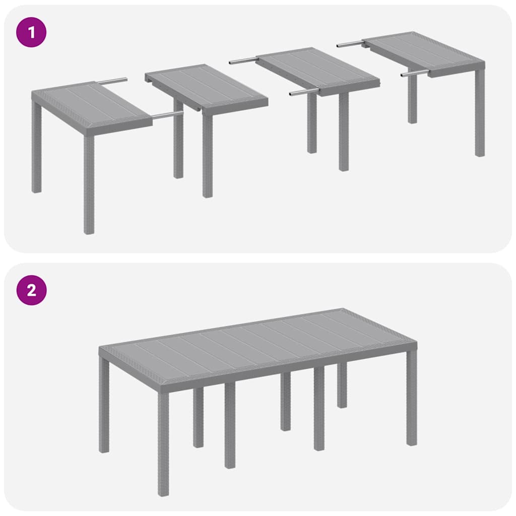 Garden Dining Set 9 pcs Light Grey Polypropylene