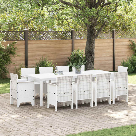 Garden Dining Set 11 pcs White Polypropylene