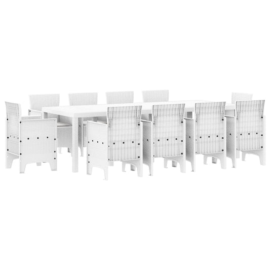 Garden Dining Set 11 pcs White Polypropylene