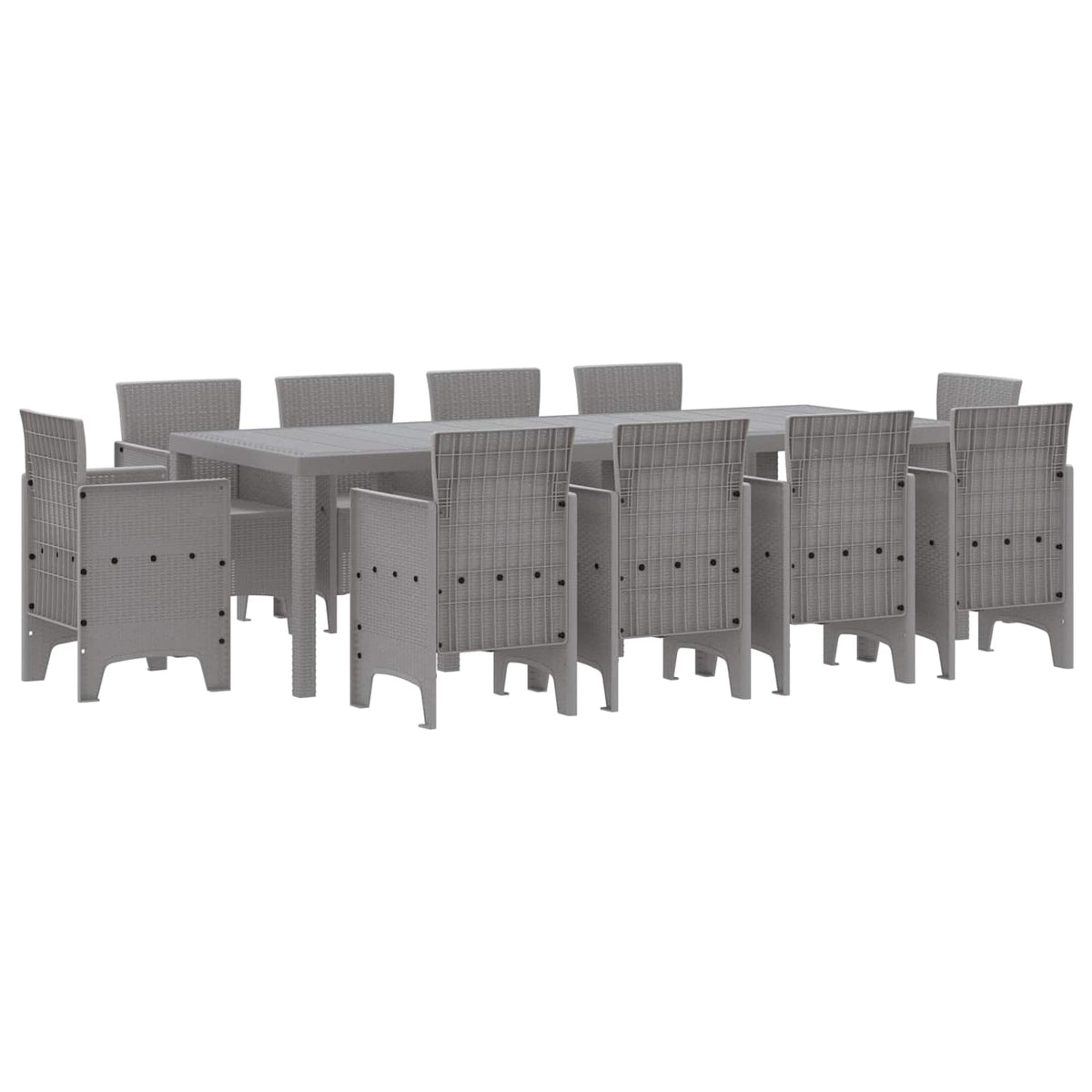 Garden Dining Set 11 pcs Light Grey Polypropylene